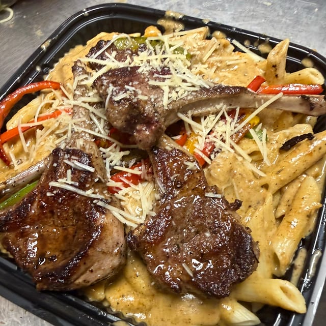 Lamb Chops Rasta Pasta.